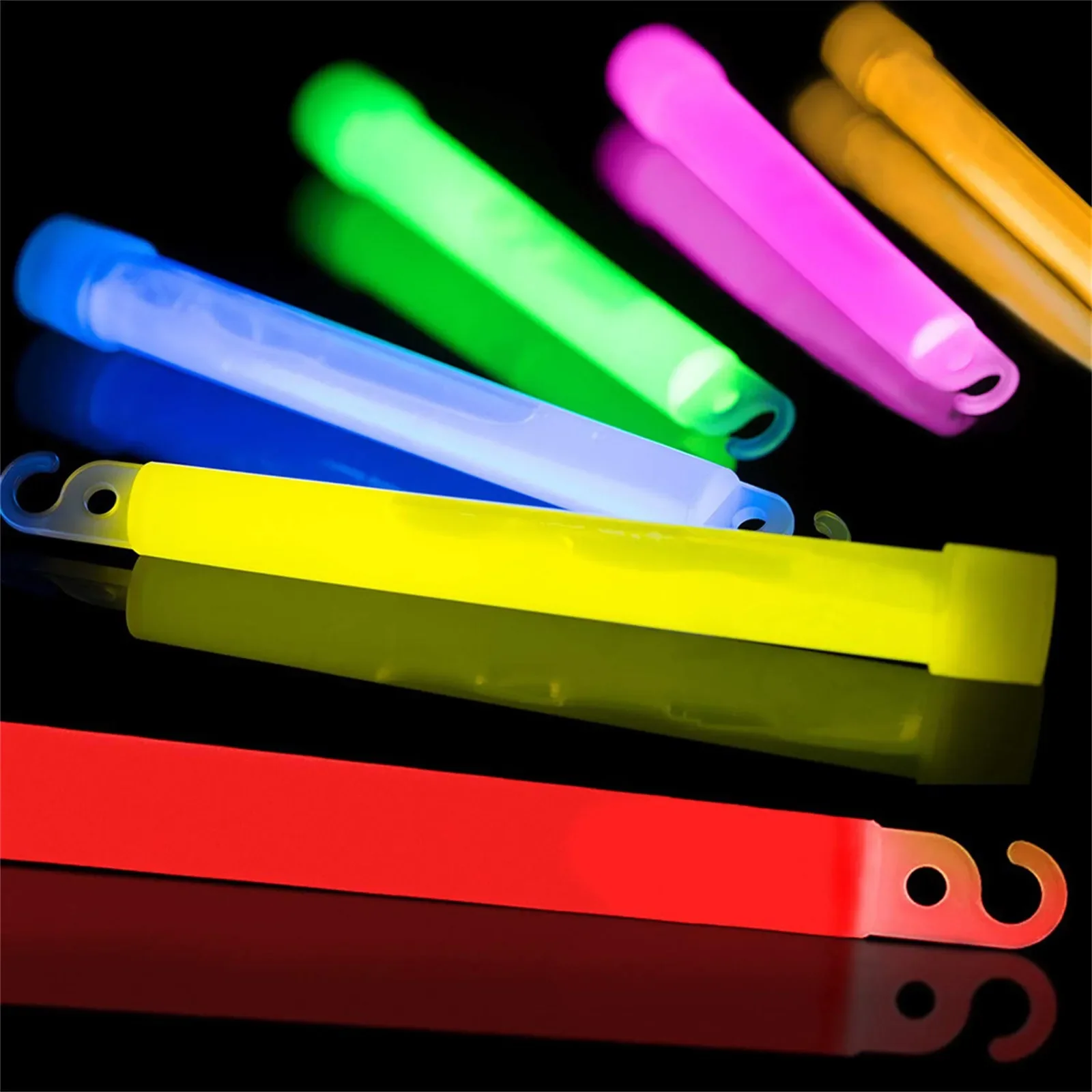 Glow Sticks Survival - 후크가있는 글로우 스틱 4/6 인치 형광등
