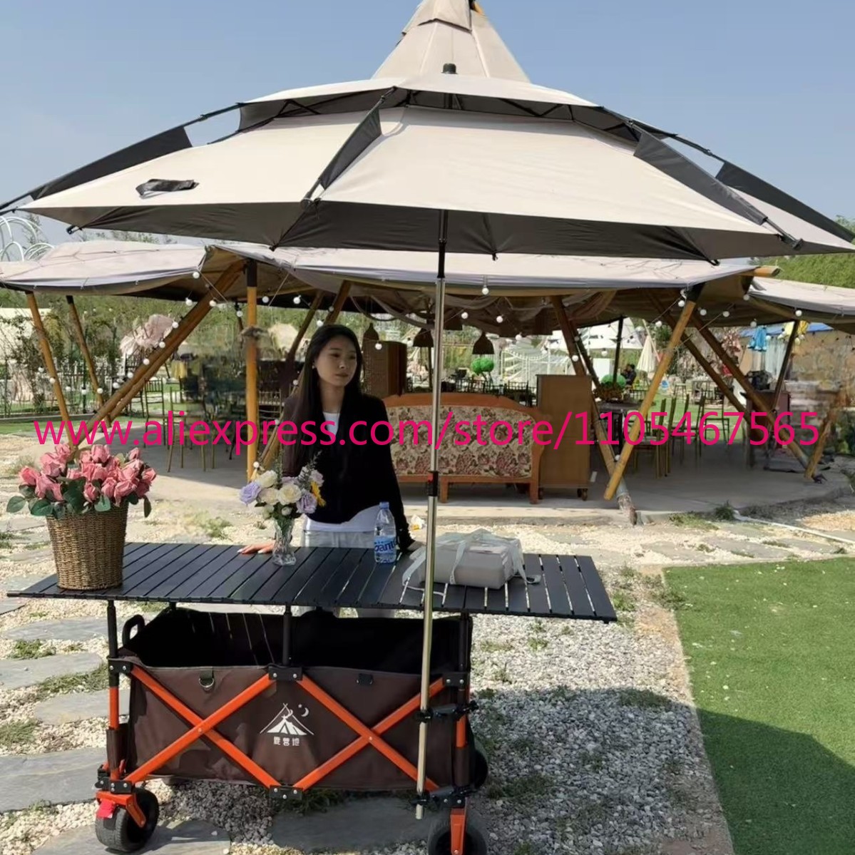 1개 캠핑카용 대형 접이식 트롤리 야외 캠핑용 우산 리 - Outdoor Camping Umbrella 리뷰 및 가격
