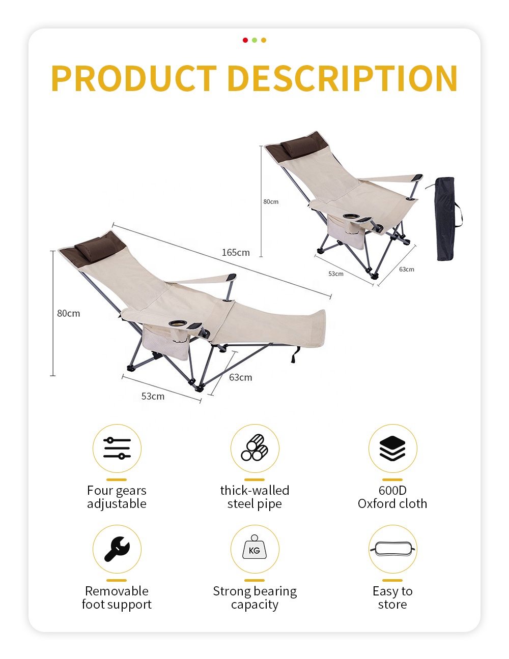 휴대용 접이식 리클라이닝 의자, 가볍고 조절 가능한 야 - Outdoor Camping Set 리뷰 및 가격
