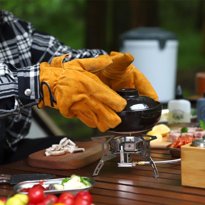 야외 바베큐 그릴용 내열 난연 장갑 소가죽 고온 방지  - Outdoor Camping Gear 리뷰 및 가격
